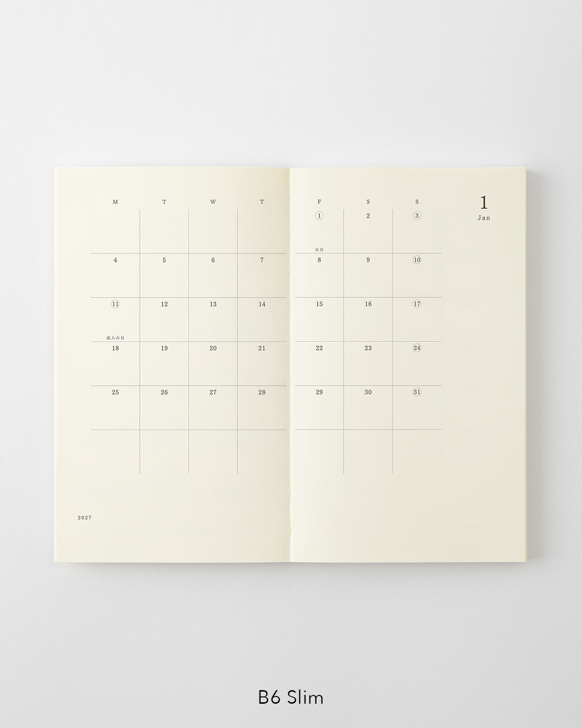 MD Product - Agenda mensual MD Notebook Diary 2027 | B6 Slim · páginas interiores