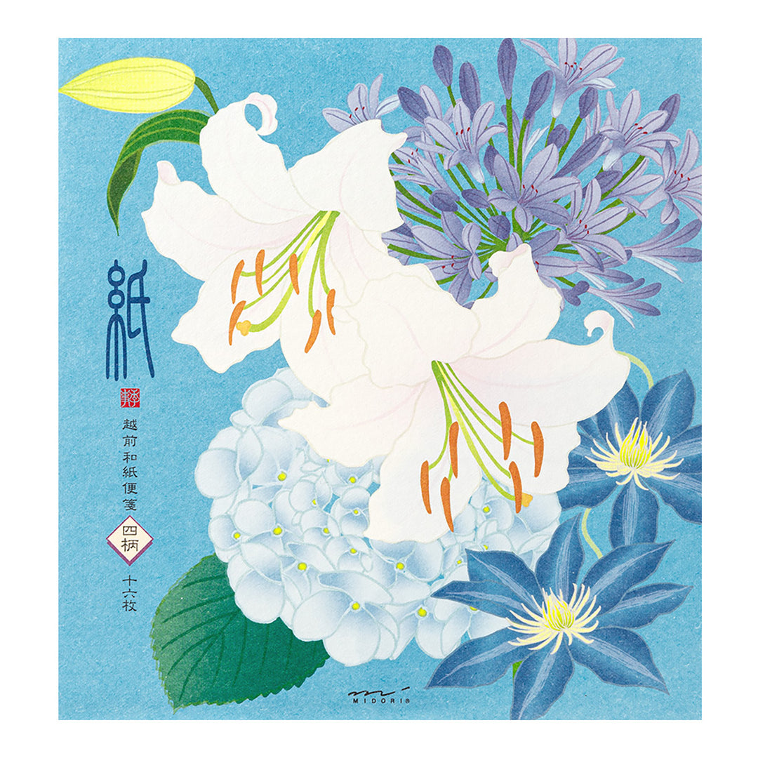 Midori - Letter Pad 133 Four Designs Summer Flowers S3 | Summer Flowers