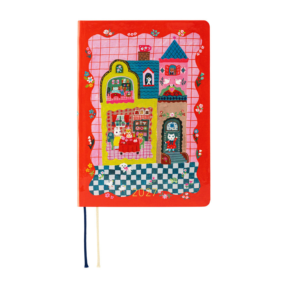 Hobonichi - Agenda HON 2027 A6 en inglés | Yumi Kitagishi: White Cat and Rabbit’s Tea Room