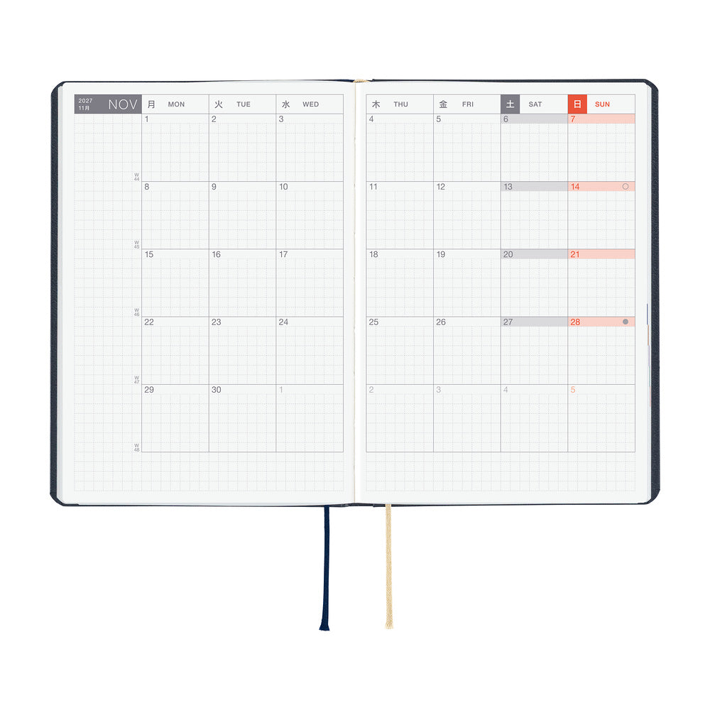 Hobonichi - Agenda HON 2027 A6 en inglés | Slash (Navy) · detalle 4