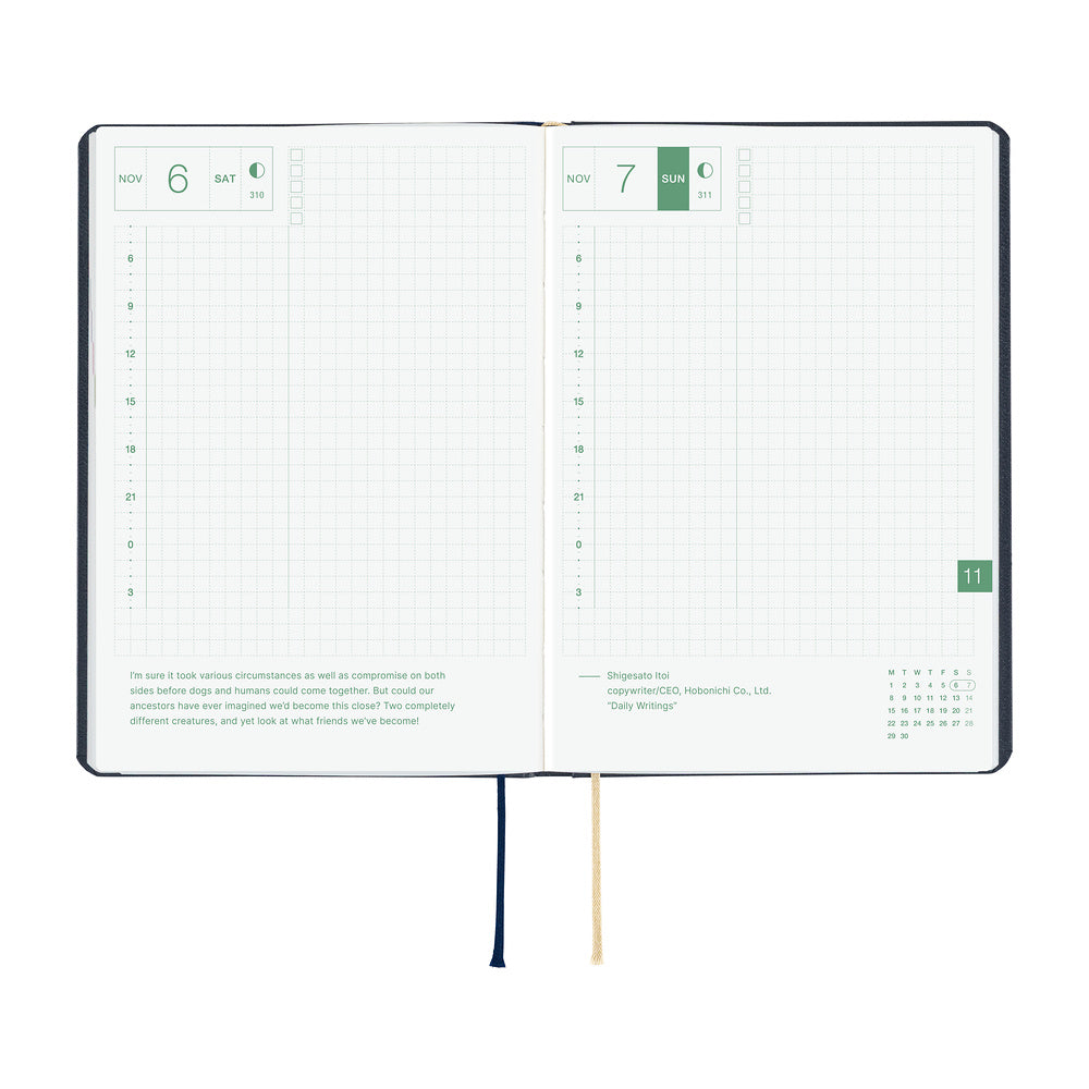 Hobonichi - Agenda HON 2027 A6 en inglés | Slash (Navy) · detalle 6