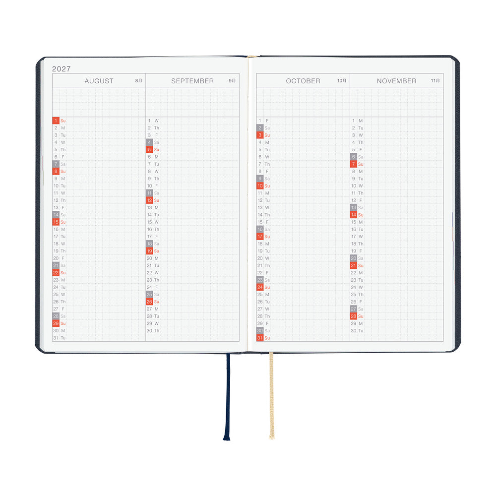 Hobonichi - Agenda HON 2027 A6 en inglés | Slash (Navy) · detalle 7