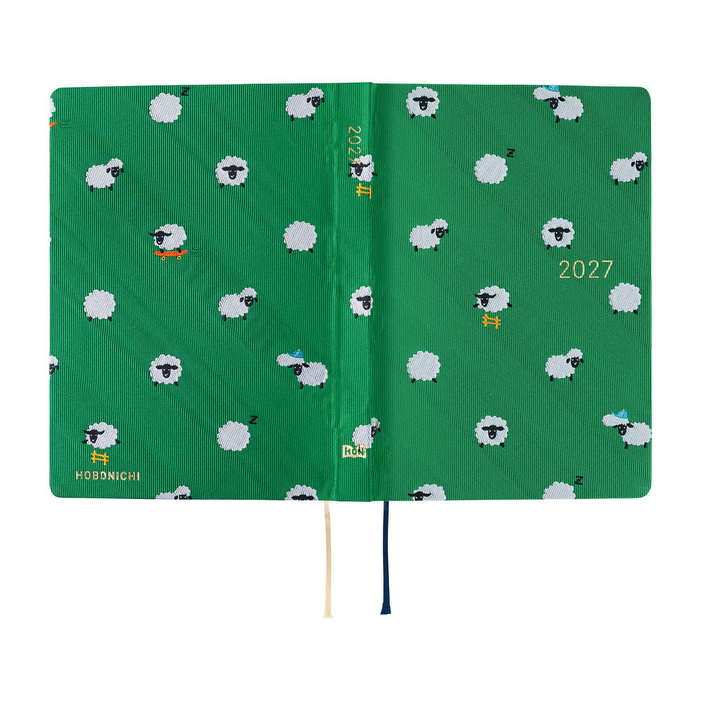 Hobonichi - Agenda HON 2027 A6 en inglés | Bow & Tie: Sheep Sheep Sheep · detalle 3
