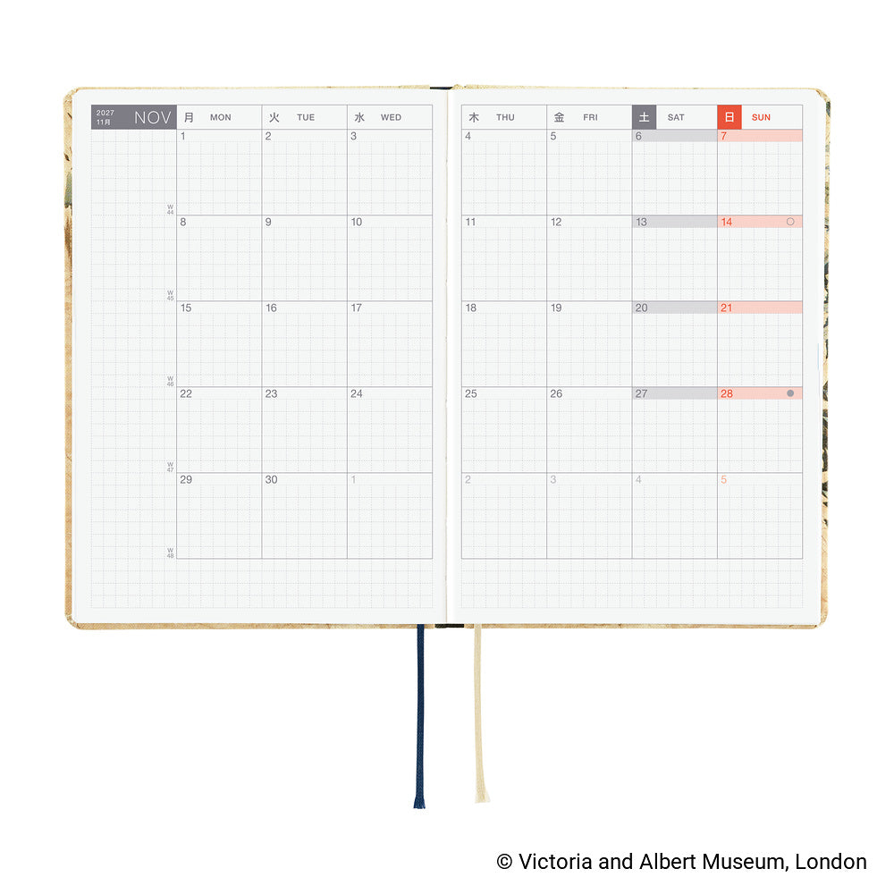 Hobonichi - Agenda HON 2027 A6 en inglés | V&A Series: Vine · detalle 4