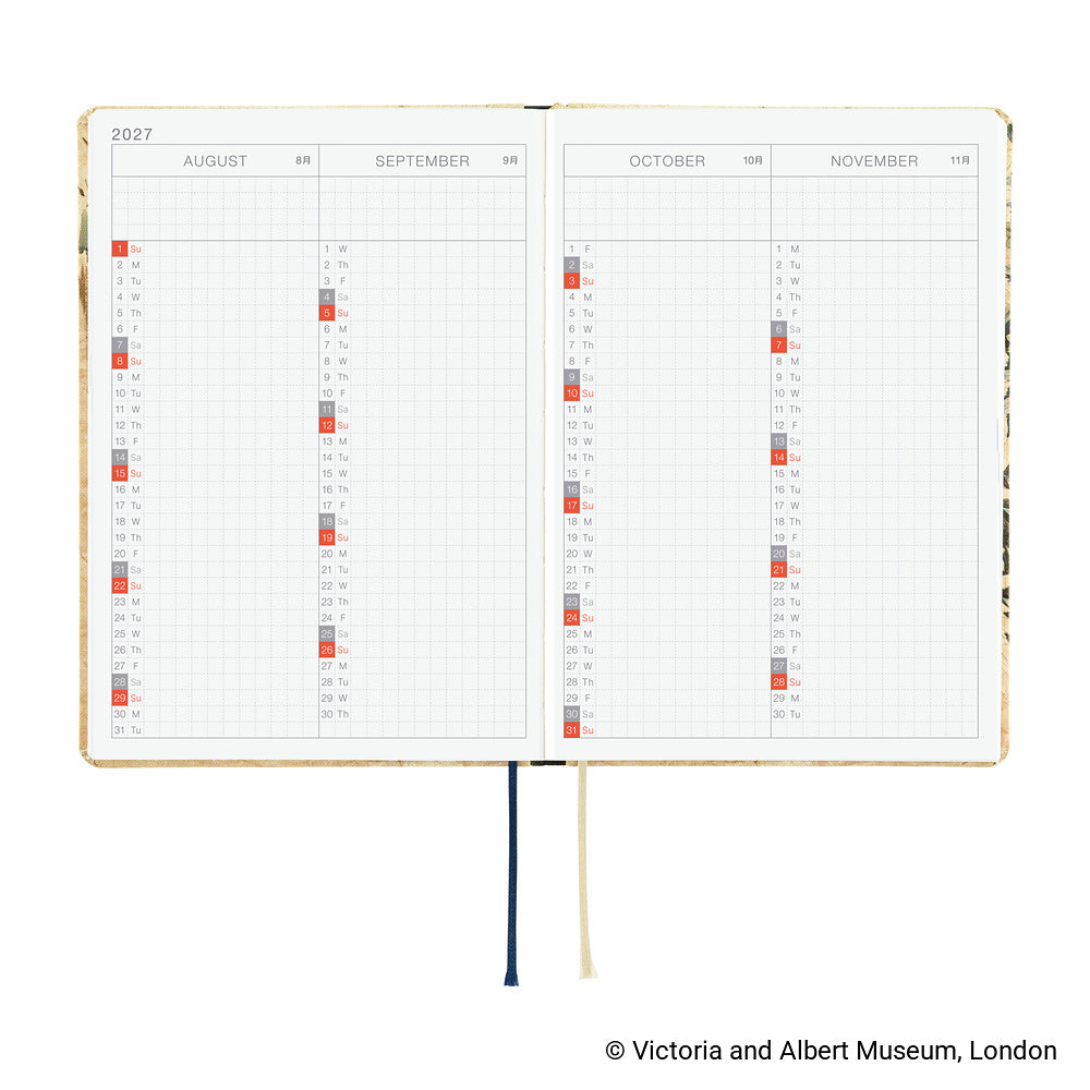 Hobonichi - Agenda HON 2027 A6 en inglés | V&A Series: Vine · detalle 7