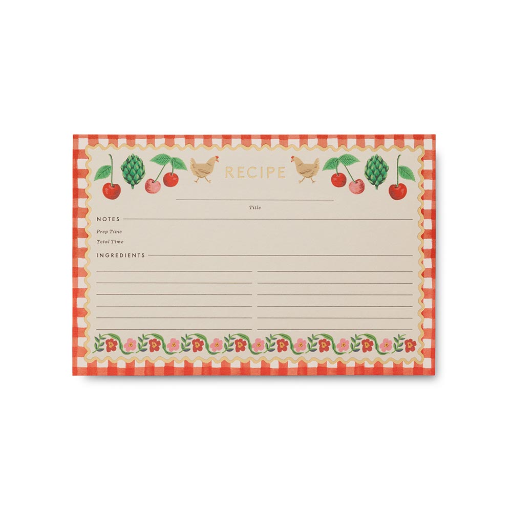 Tarjeta para recetas Cherry Farm de Rifle Paper Co., anverso