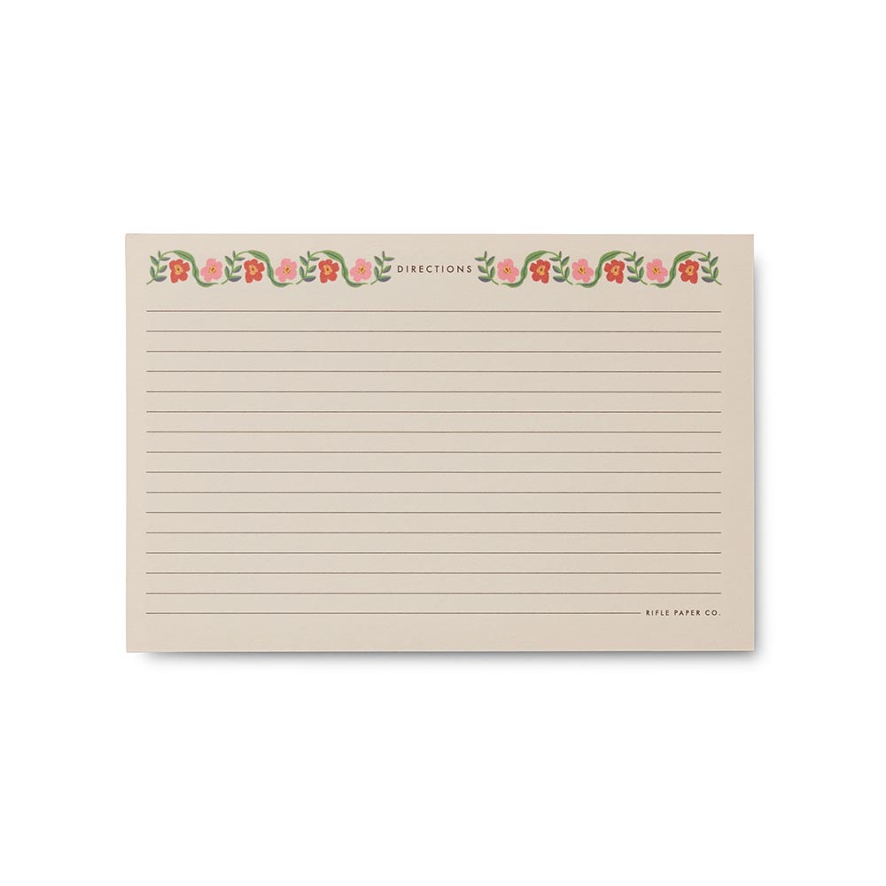 Reverso de las tarjetas para recetas Cherry Farm