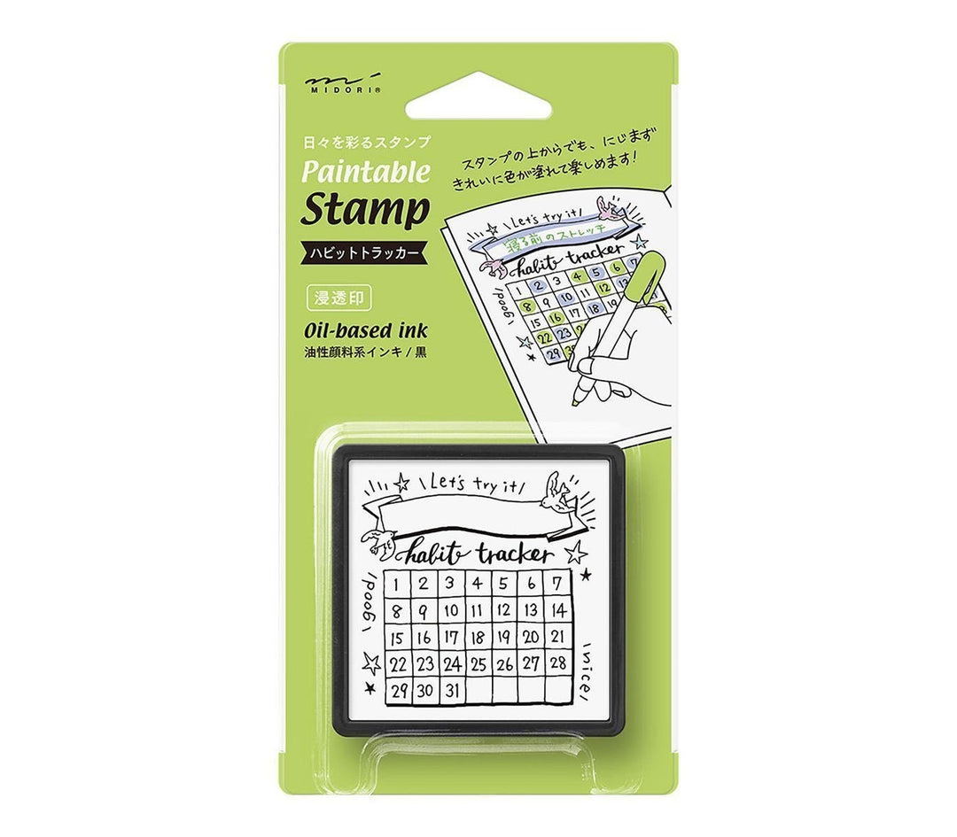 Midori - Paintable Stamp Pre-inked Calender Habit Tracker Sello de Calendario