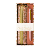 Designworks – Set de Bolígrafo y Estuche - Pen & Pouch Set - Pink Vintage Floral