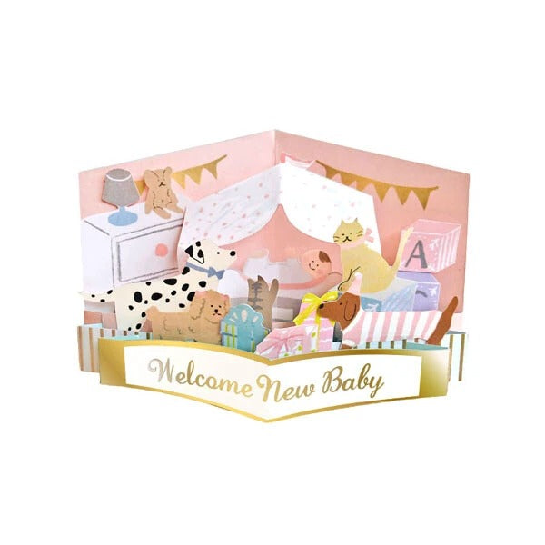 Greeting Life Inc - Pop Up Card Welcome New Baby | Cats & Dogs