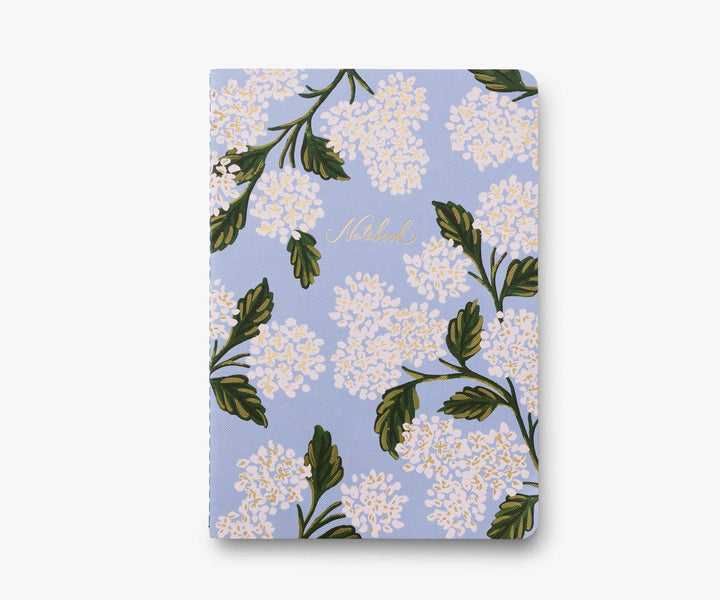 Rifle Paper Co. - Stitched Notebooks Set de 3 Cuadernos | Hojas con Líneas | Hydrangea