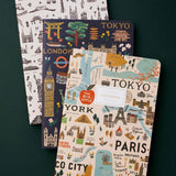 Rifle Paper Co. - Stitched Notebooks Set de 3 Cuadernos | Hojas con Líneas | Bon Voyage