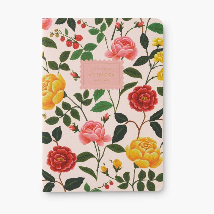 Rifle Paper Co. - Stitched Notebooks Set de 3 Cuadernos | Hojas con Líneas | Roses