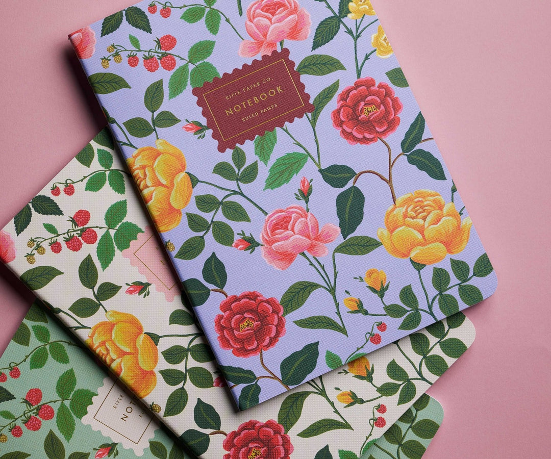 Rifle Paper Co. - Stitched Notebooks Set of 3 Notebooks | Lined | Roses