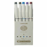 Sailor - Shikiori Brush Pen Set de 5 | Doble tip: Brush and Fine | Summer Set 