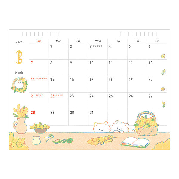 Midori - Calendario de sobremesa Ring M 2027 | Dog
