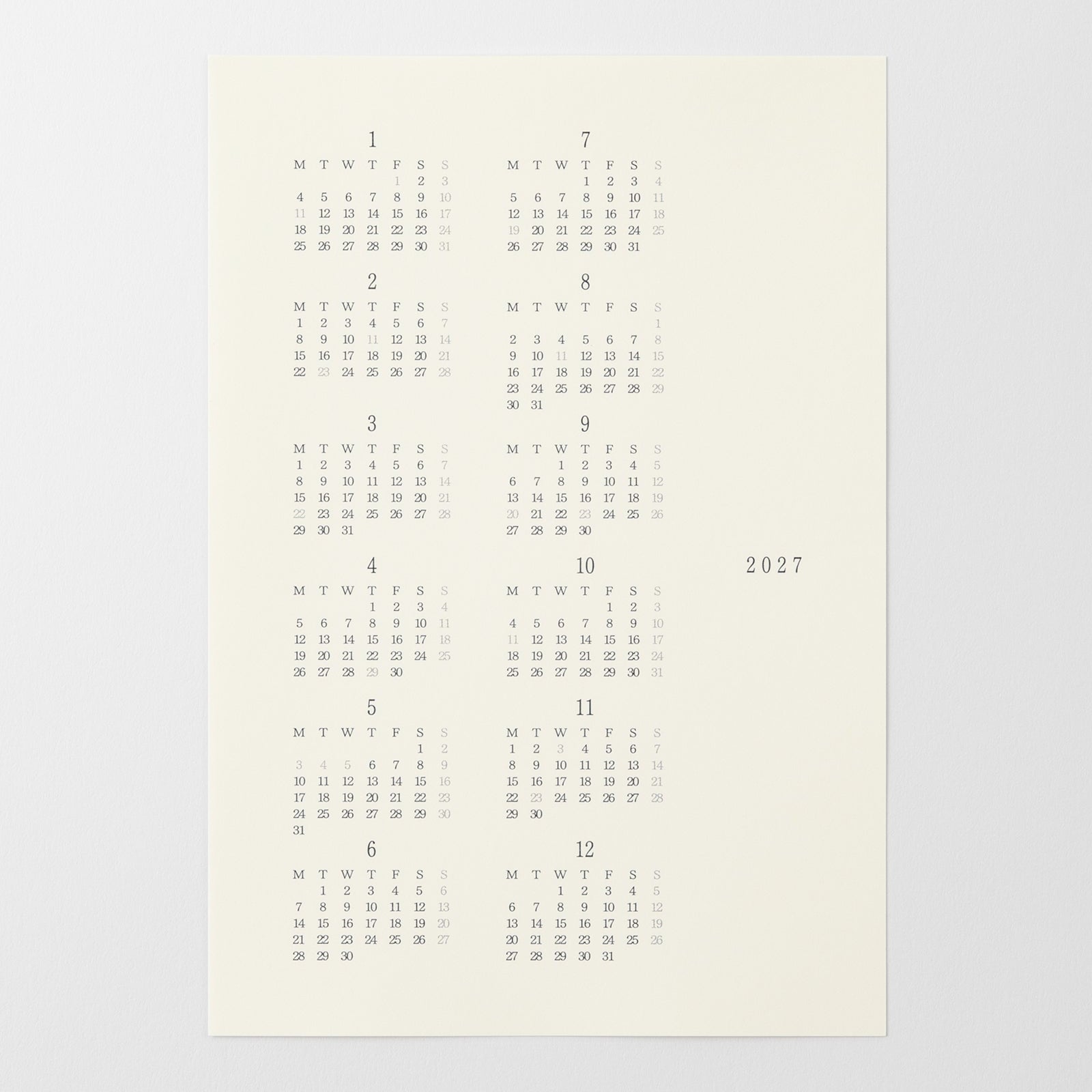 MD Product - Calendario adhesivo MD Diary Sticker 2027 | L