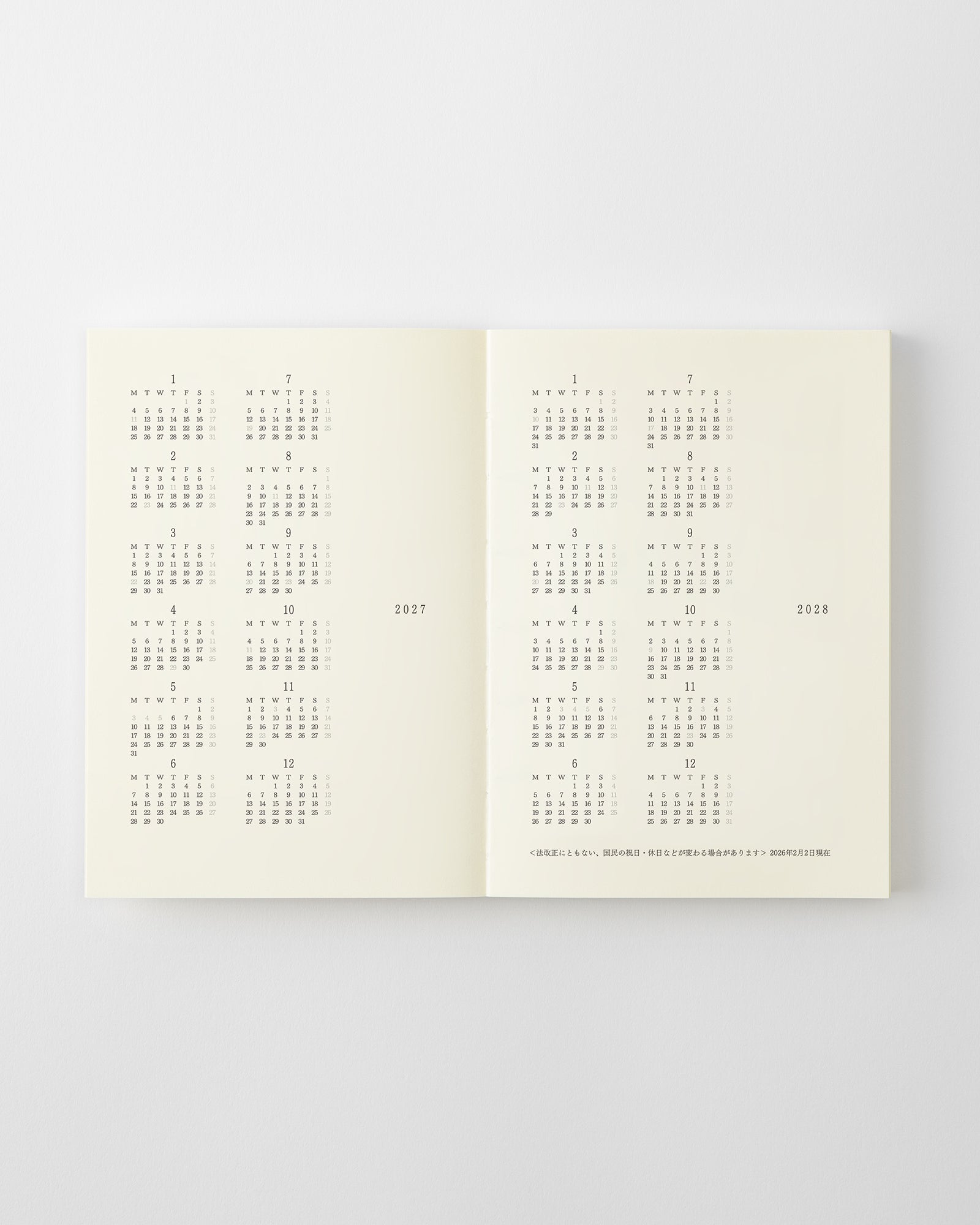 MD Product - Agenda mensual MD Notebook Diary 2027 | A6