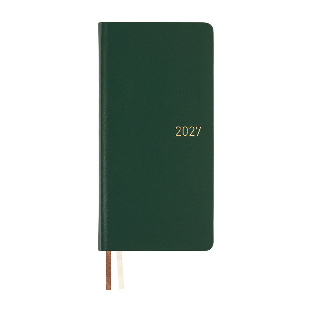 Hobonichi - Agenda Weeks 2027 en inglés | Leather: Forest Green