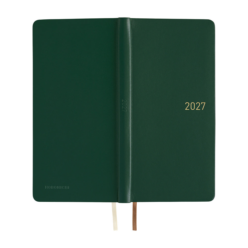 Hobonichi - Agenda Weeks 2027 en inglés | Leather: Forest Green · detalle 3