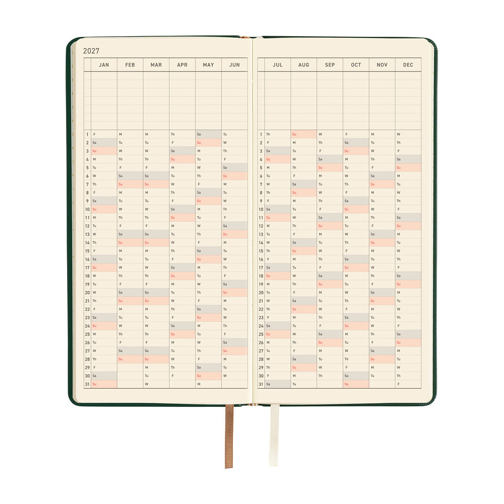 Hobonichi - Agenda Weeks 2027 en inglés | Leather: Forest Green · detalle 6
