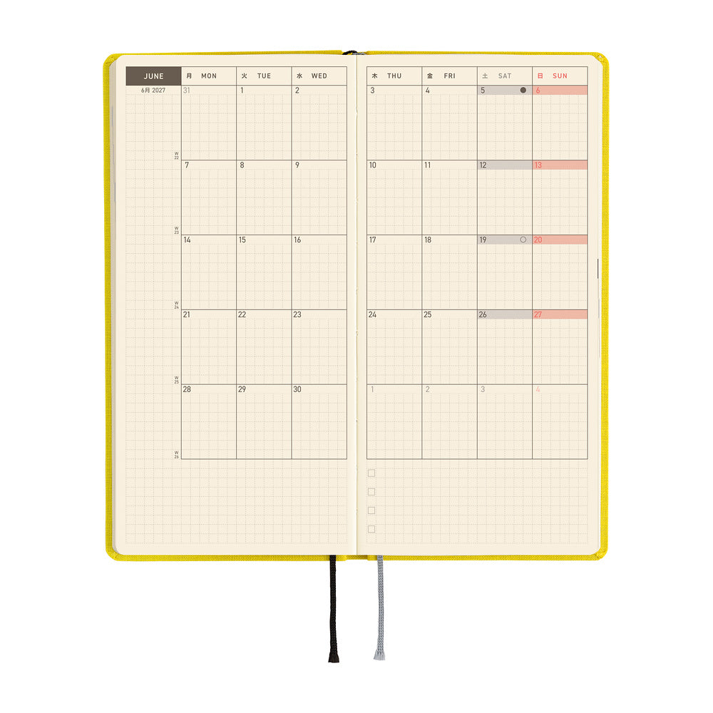 Hobonichi - Agenda Weeks 2027 en inglés | Colors: Canaria Yellow · detalle 4