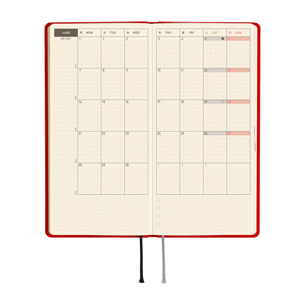 Hobonichi - Agenda Weeks 2027 en inglés | Colors: Poppy Red · detalle 4