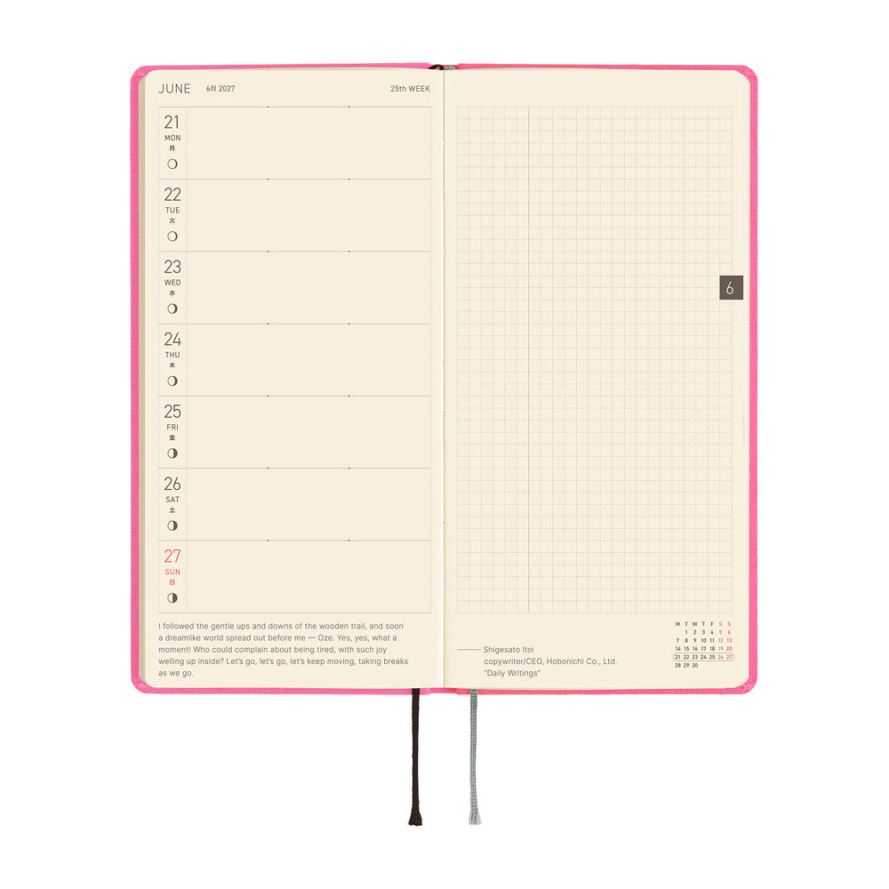 Hobonichi - Agenda Weeks 2027 en inglés | Colors: Pink Sapphire · detalle 5