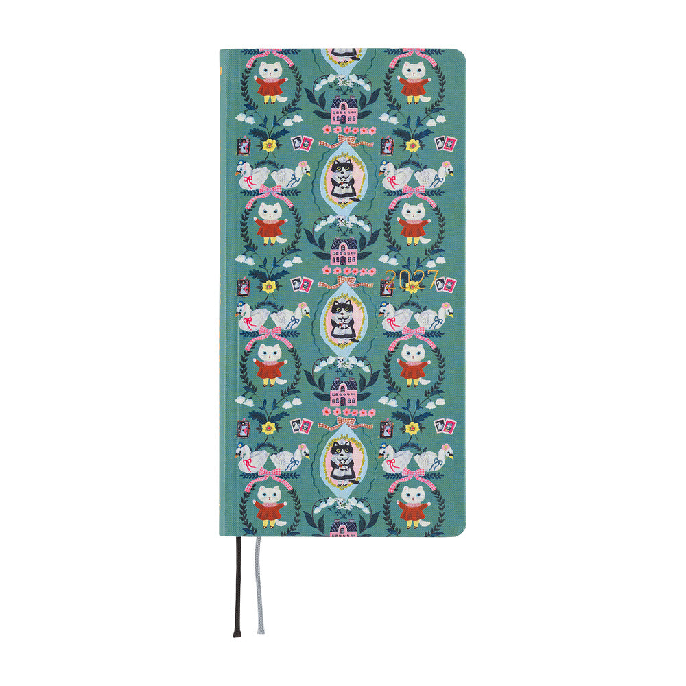 Hobonichi - Agenda Weeks 2027 en inglés | Yumi Kitagishi: White Cat Wallpaper