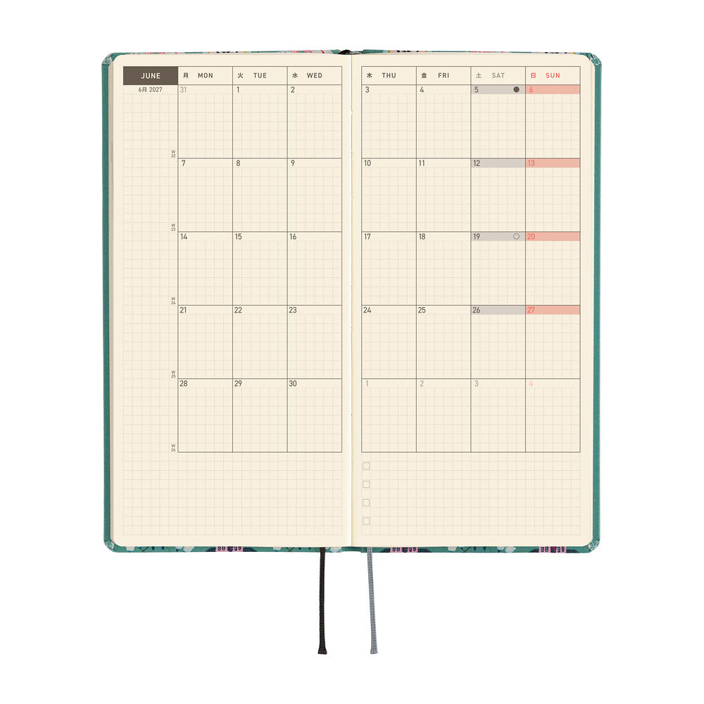 Hobonichi - Agenda Weeks 2027 en inglés | Yumi Kitagishi: White Cat Wallpaper · detalle 4