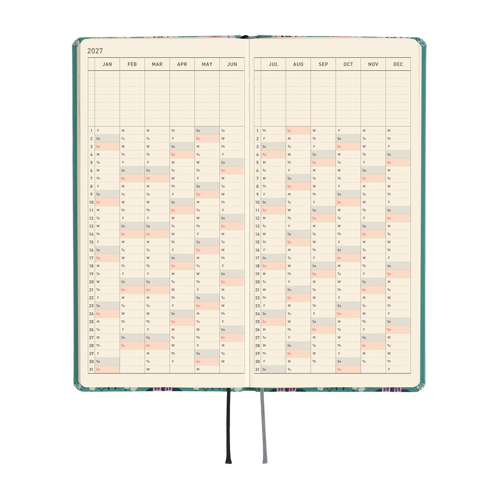 Hobonichi - Agenda Weeks 2027 en inglés | Yumi Kitagishi: White Cat Wallpaper · detalle 6