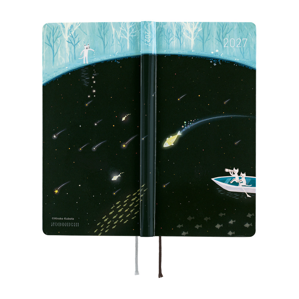 Hobonichi - Agenda Weeks 2027 en inglés | Hiroko Kubota: Meteor Shower in the Light Blue Forest · detalle 3