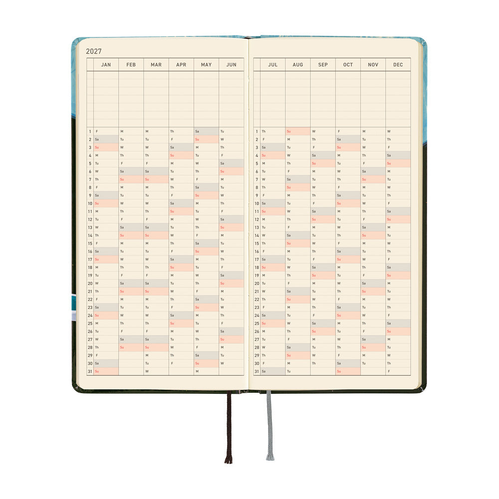 Hobonichi - Agenda Weeks 2027 en inglés | Hiroko Kubota: Meteor Shower in the Light Blue Forest · detalle 6