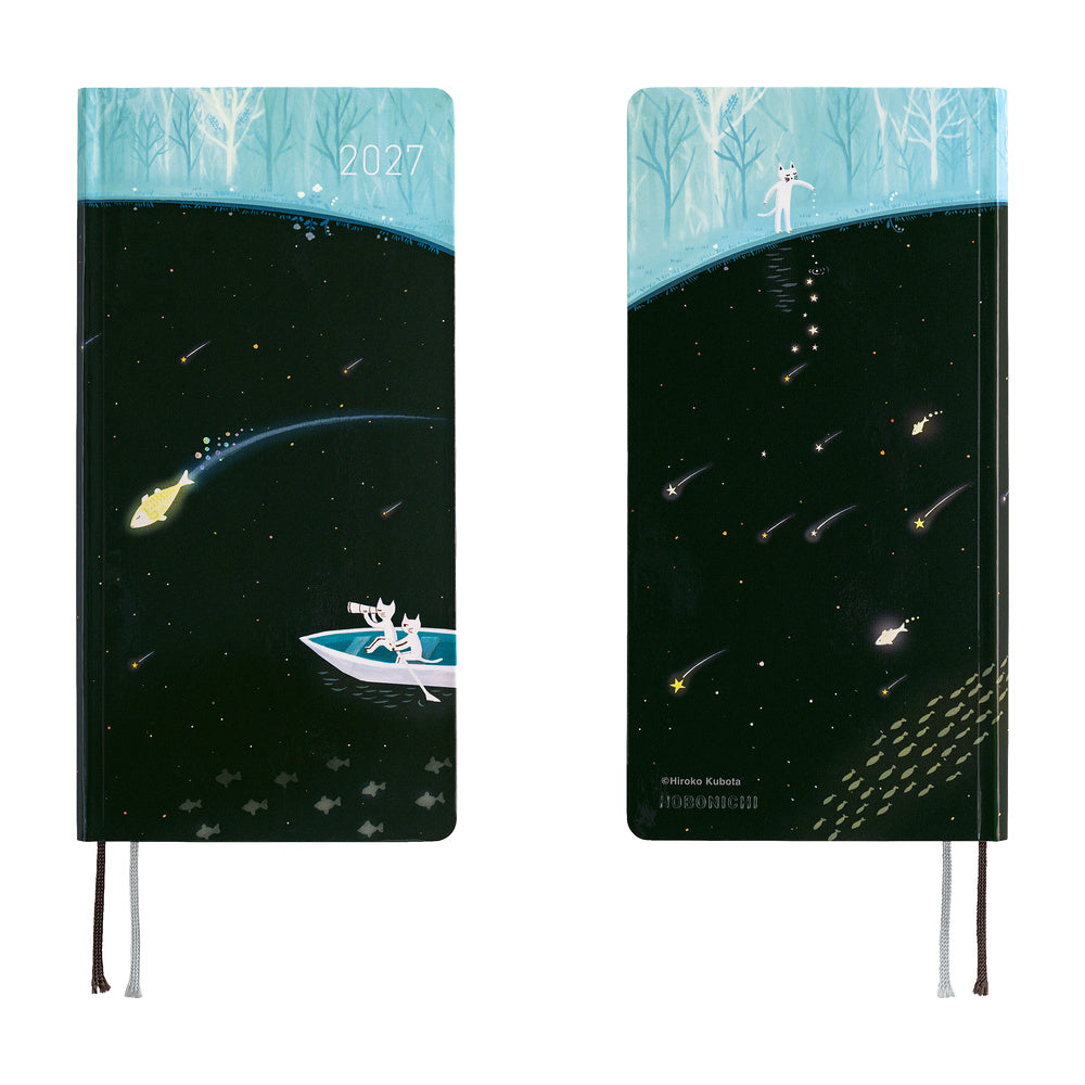 Hobonichi - Agenda Weeks 2027 en inglés | Hiroko Kubota: Meteor Shower in the Light Blue Forest · detalle 7
