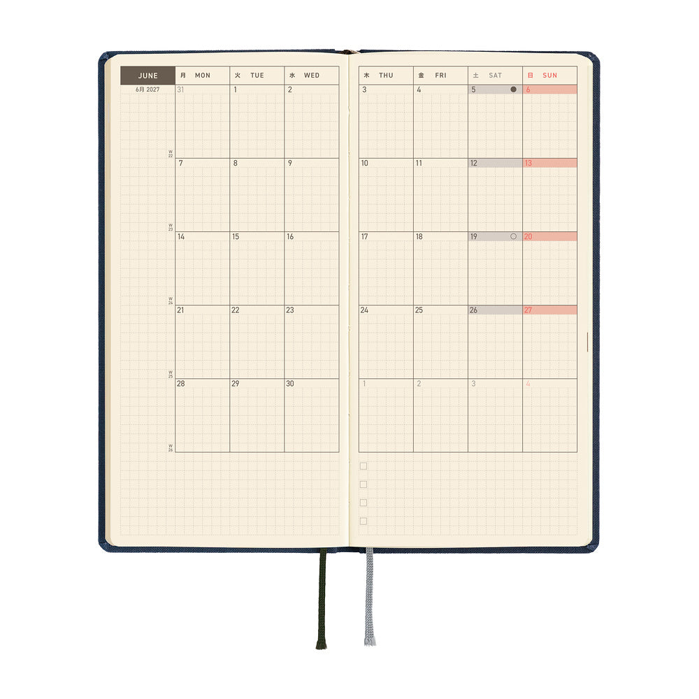 Hobonichi - Agenda Weeks Mega 2027 en inglés | Colors: Midnight Blue · detalle 4