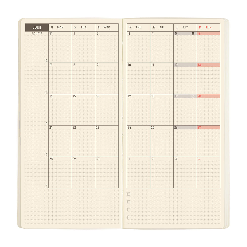 Hobonichi - Agenda Weeks Mega 2027 en inglés | Sneaker: Mandarin Orange · detalle 4
