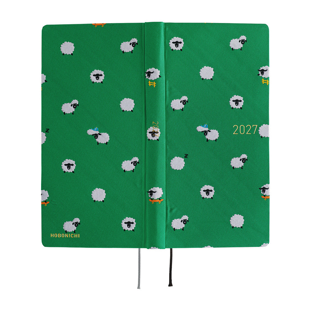 Hobonichi - Agenda Weeks Mega 2027 en inglés | Bow & Tie: Sheep Sheep Sheep · detalle 3