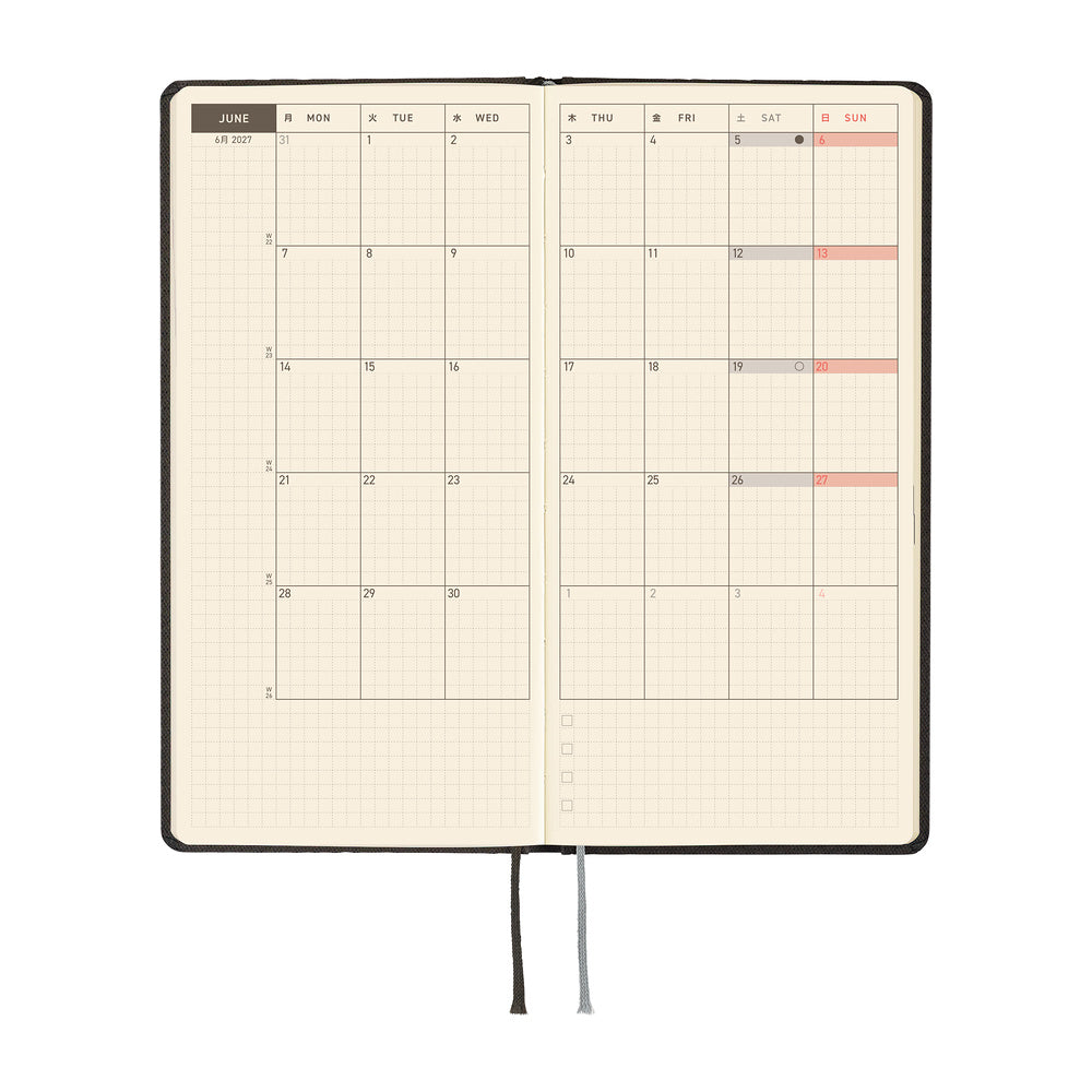 Hobonichi - Agenda Weeks 2027 en inglés | Paper Series: Black Argyle · detalle 4