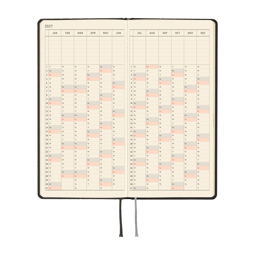 Hobonichi - Agenda Weeks 2027 en inglés | Paper Series: Black Argyle · detalle 6