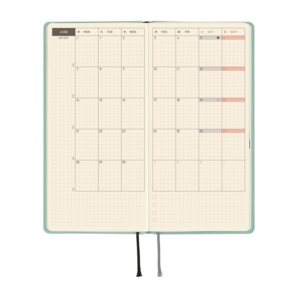 Hobonichi - Agenda Weeks 2027 en inglés | Paper Series: Frosty Jade · detalle 4