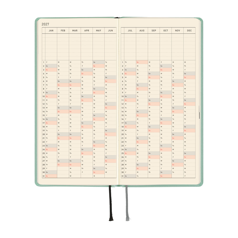 Hobonichi - Agenda Weeks 2027 en inglés | Paper Series: Frosty Jade · detalle 6