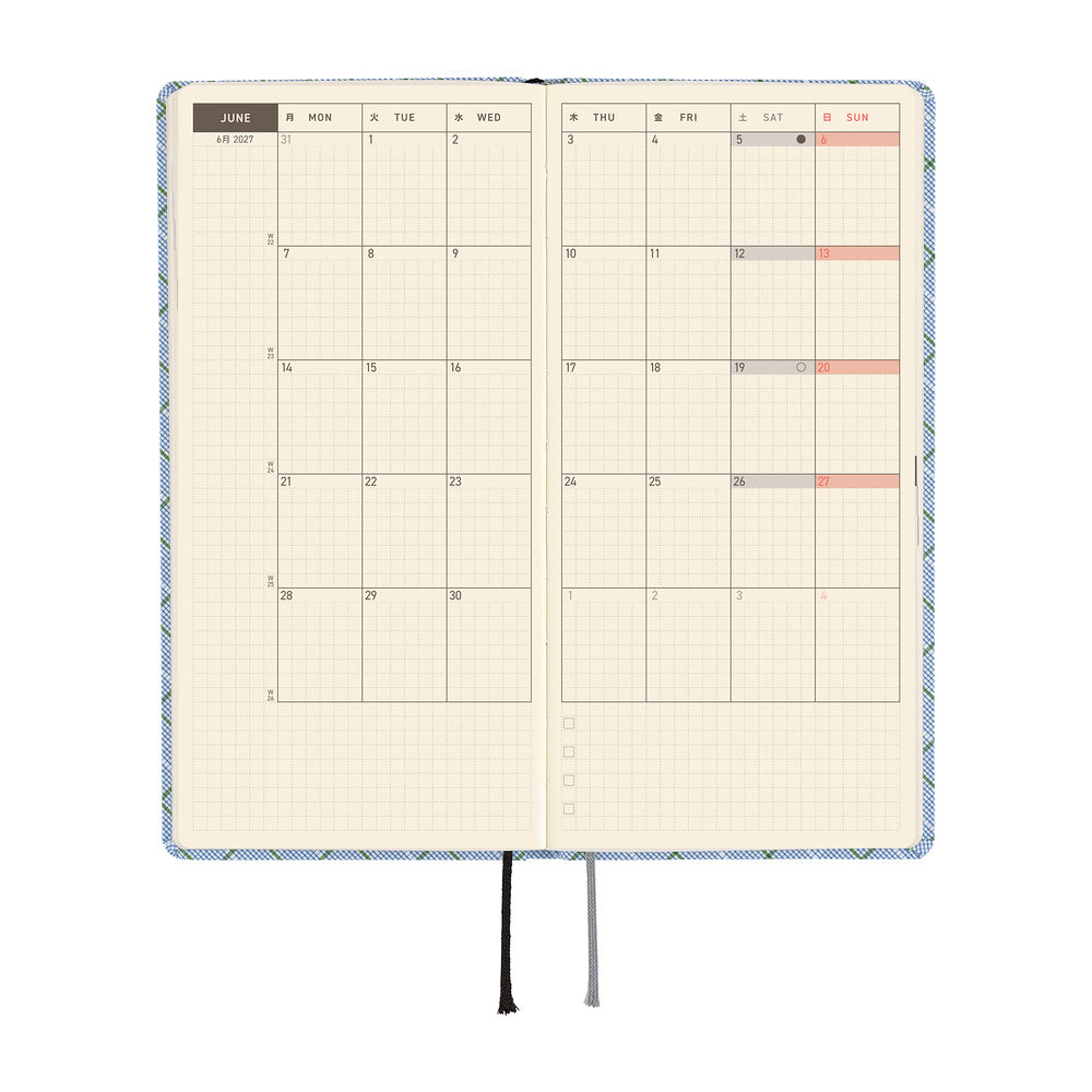 Hobonichi - Agenda Weeks 2027 en inglés | Shirt Fabric: Graph Plaid · detalle 4