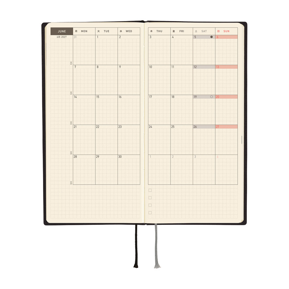 Hobonichi - Agenda Weeks 2027 en inglés | White Line: Black · detalle 4