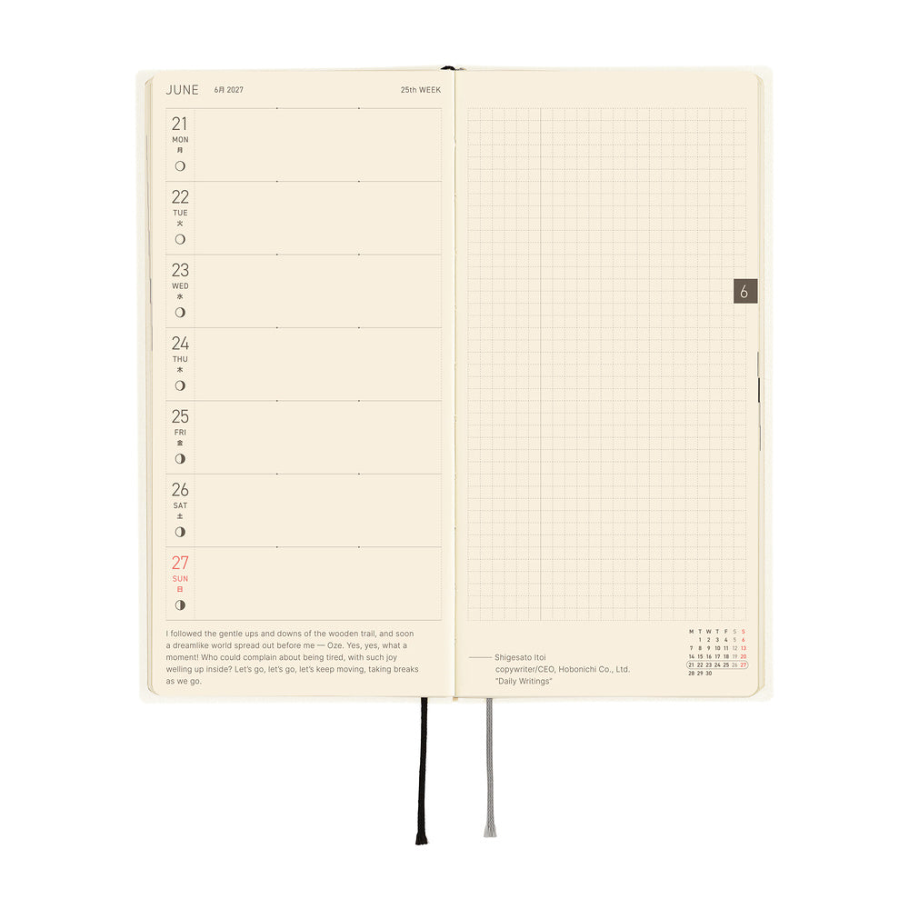 Hobonichi - Agenda Weeks 2027 en inglés | White Line: Ivory · detalle 5