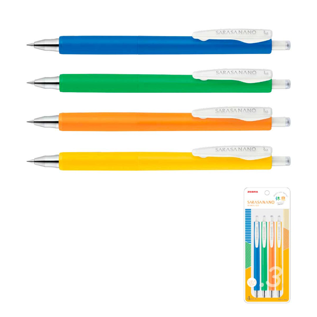Zebra - Sarasanano Bolígrafos de Gel 0.3 mm | Set de 4 Bolígrafos | Relax