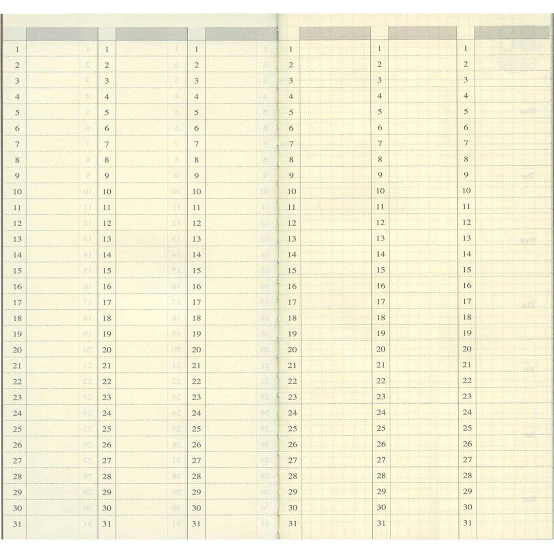 Traveler's Company - TRAVELER'S notebook 019 Free Diary (Weekly + Grid) | Regular Size | Planificador Semanal Cuadriculado