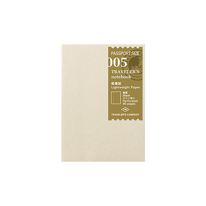 Traveler's Company - TRAVELER'S notebook 005 Light Paper | Passport Size | Hojas Blancas
