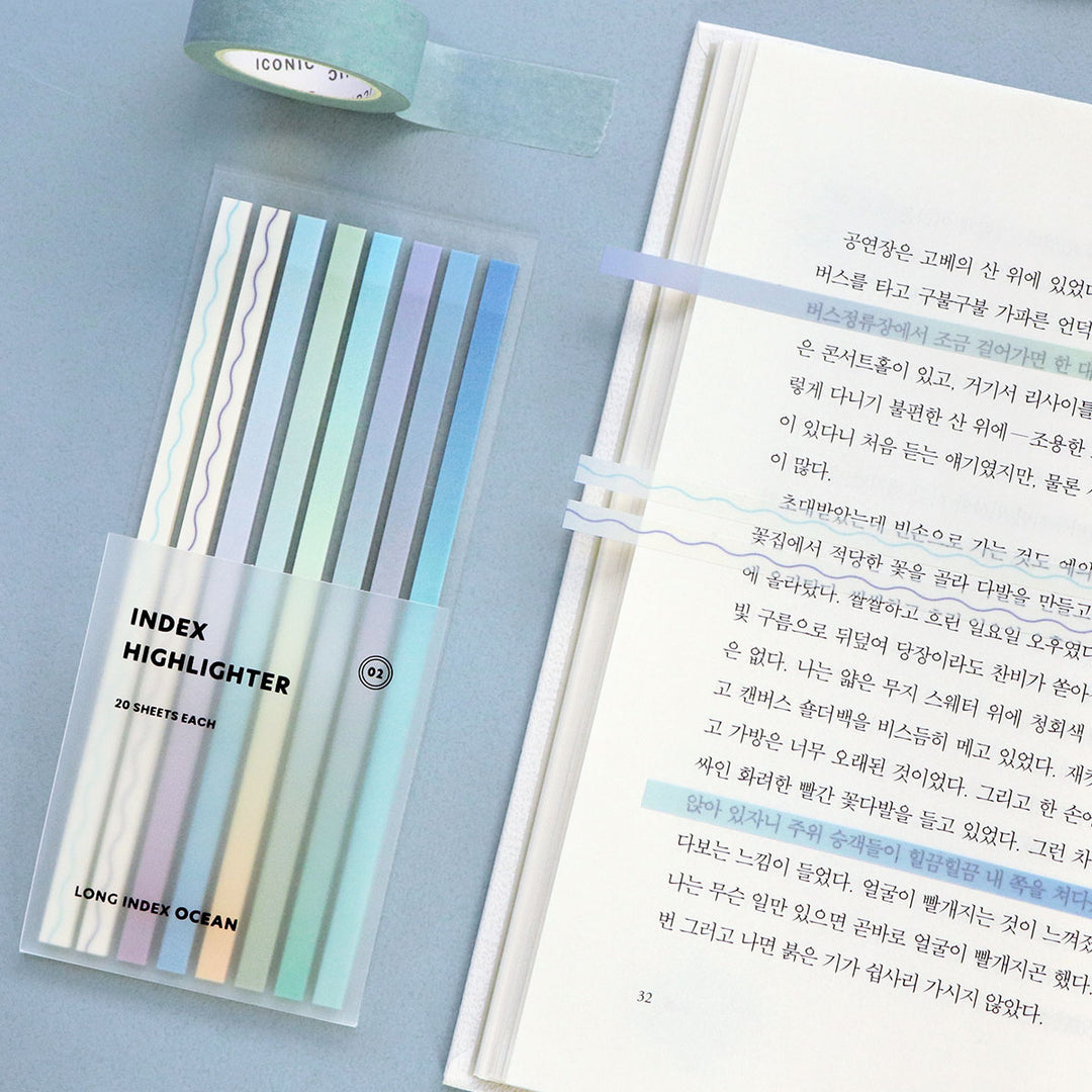 Iconic - Index Highlighter Long Sticky Notes | 02 Ocean