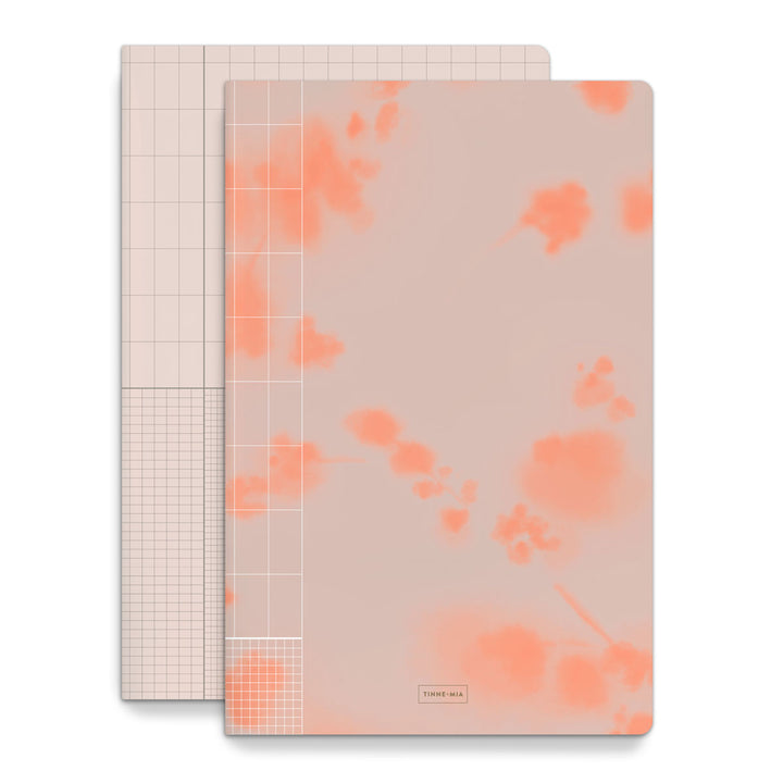 Tinne+Mia - Exercise Book A4 Set de 2 cuadernos con líneas | Rose Grid - Ginger Blossom