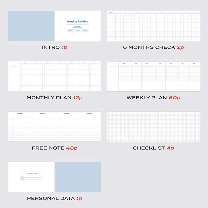 Iconic - Weekly Archive Planner 6 Months | Planificador Semanal Sin Fechas | 01 Sunglow